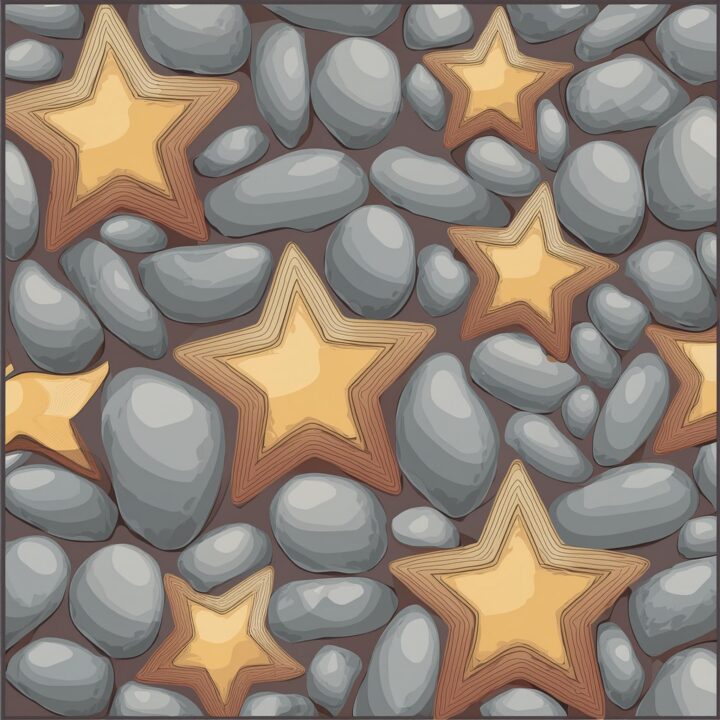 A geoscience graphic of rocks and stars