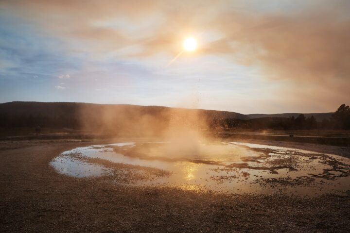 Ground source heating for the UK. Image showing a hot underground spring.