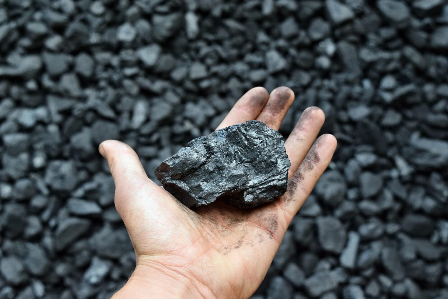 Shallow mining investigation, holding a lump of coal